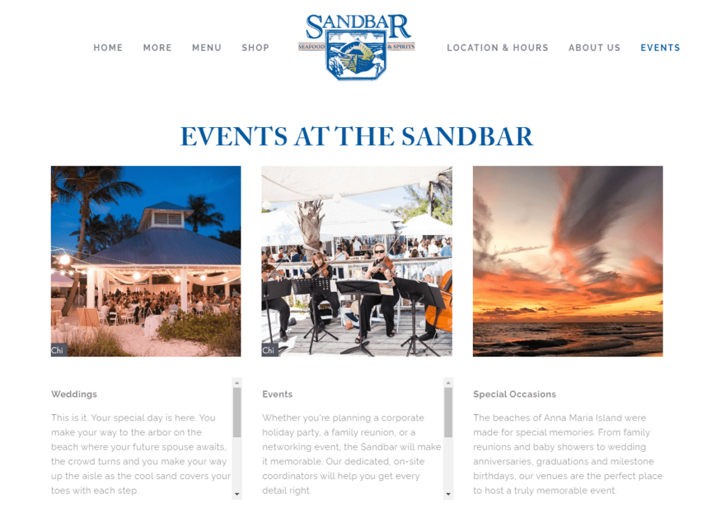 Sandbar Wedding Venue